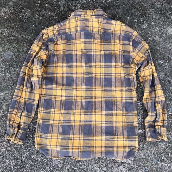 Yellow & Navy Plaid Flannel Shirt - Picture 4 of 4